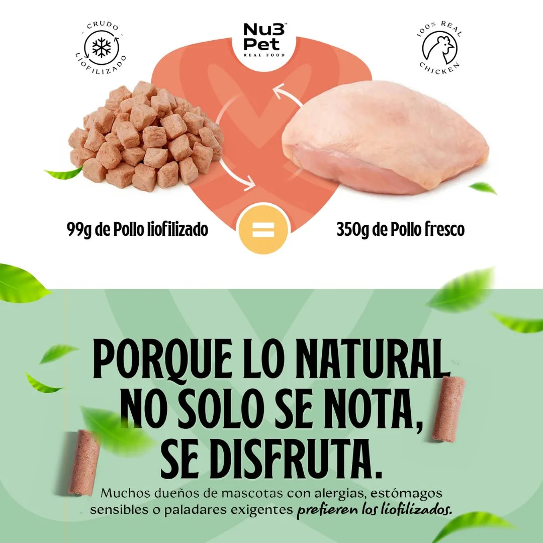 Snacks 100% Naturales de Pollo Liofilizado