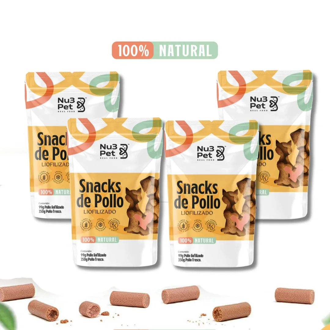 Pack x 4 bolsas Snacks de Pollo Liofilizado