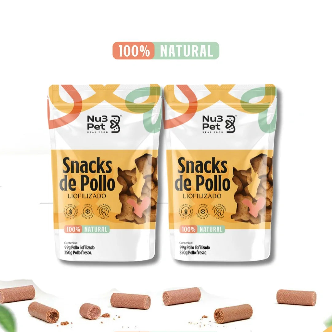 Pack x 2 bolsas Snacks de Pollo Liofilizado